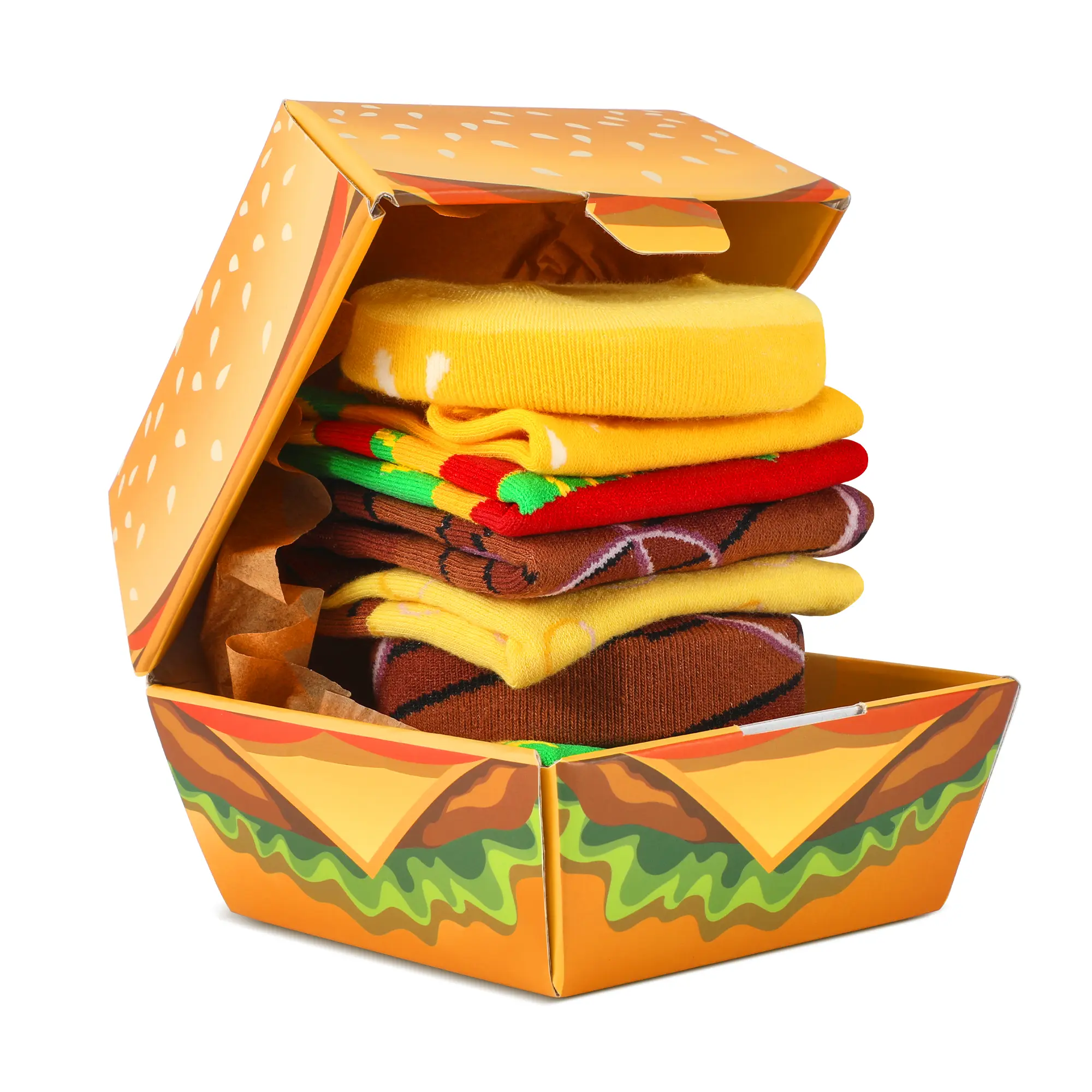 Funny Burger Sushi Pizza Socks Box - Comfortable & soft - Fathers Birthday Gag Christmas Gifts for Men Teen Boys