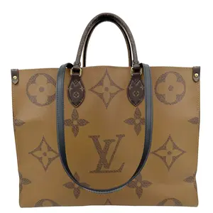 Pre-owned Louis Vuitton Canvas Tote Bags Onthego GM Giant Monogram Reverse Tote Bag Brown