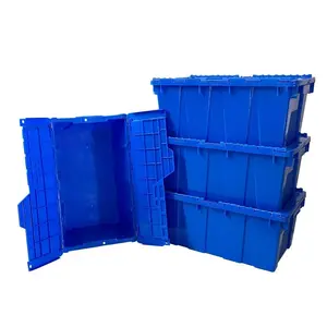 UBMOVE Plastic Crate with Lid 19.5x11.75x8.5 (4 pack, Blue)