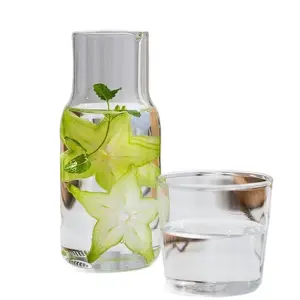 Glass Water Bottle Set With Glass Cup Drinkware Bedside Carafe with Tumbler Glasses Drinking Pitcher for Milk Beverage Tea