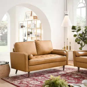 Modway Valour Leather Loveseat in Tan