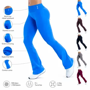 ( with logo ) dfyne High Waisted Flare Leggings for Women, Tummy Control Bootcut Yoga Pants with Scrunch Butt Fit Affordable Pants (Under $40)