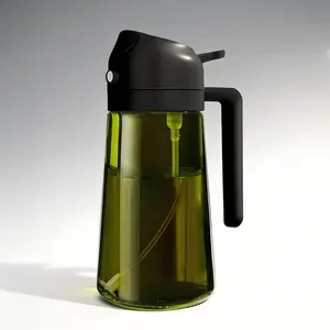 Thick Glass High-Pressure Oil Sprayer with 470ml Capacity, Dual-Use Leak-Proof Oil Dispenser, Multifunctional Olive Oil Spray Can, Safe and Portable, Perfect for Home Kitchen, Camping, Outdoor Grilling and Barbecue