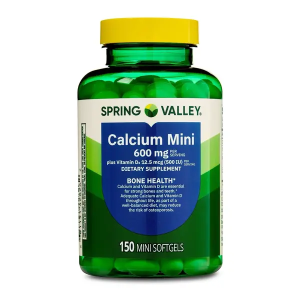 Spring Valley Calcium Plus Vitamin D3 Dietary Supplement - 150 Mini Softgels for Muscle Support