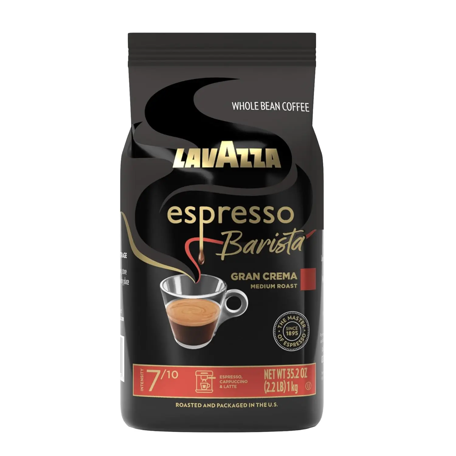Lavazza Espresso Barista Gran Crema Whole Bean Coffee Blend Beverage, Medium Roast Espresso, 2.2 LB (35.2 oz) Bag - Flavorful, Packaging May Vary, Flavor
