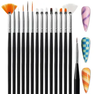 15pcs Pink Nail Art Brushes, Nail Art Tool Set, Dotting Tools, Dust Brush,Striping Brushes for Long Lines, Drawing Pen For Gel Polish Design supply