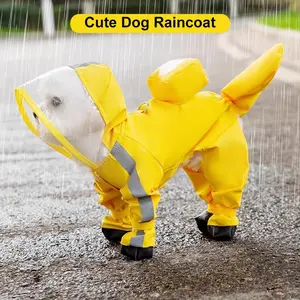 Dog Raincoats Clothing and Shoes Set, Full-Coverage Reflective Dog Jacket with Backbag, Dog Clothing with Boots Set for Small Medium Dogs