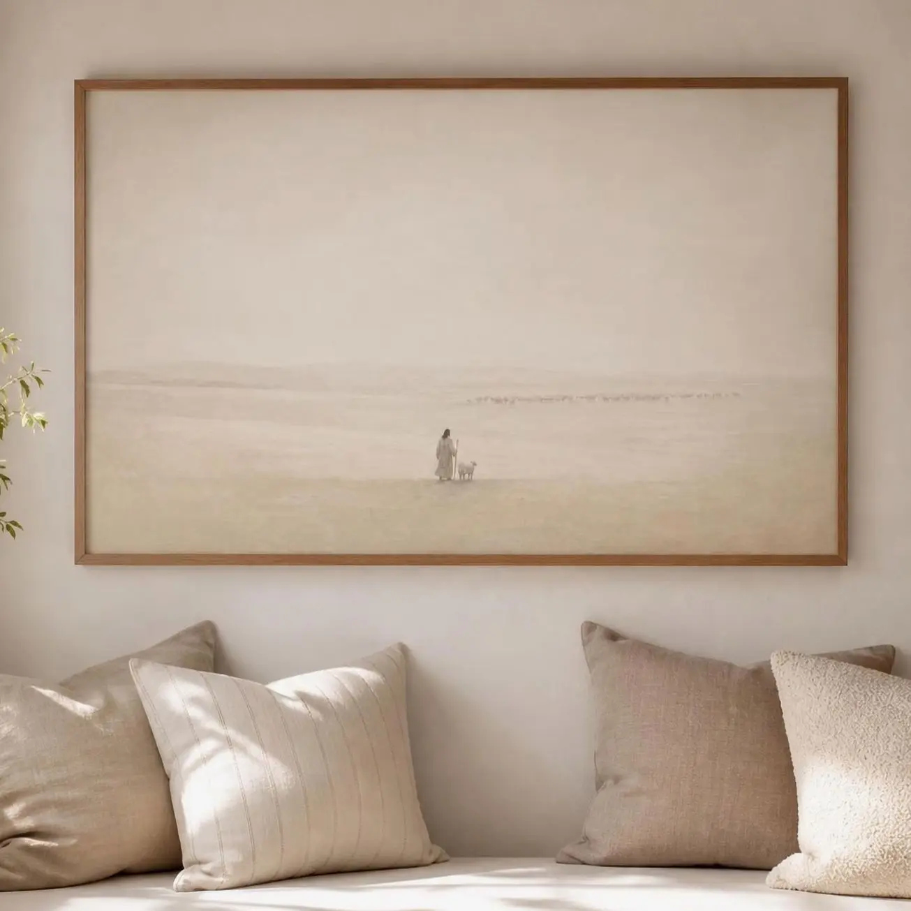Leave the 99 Christian Wall Art, Jesus and Lost Sheep Landscape, Neutral Faith Decor | Frameless Poster 2