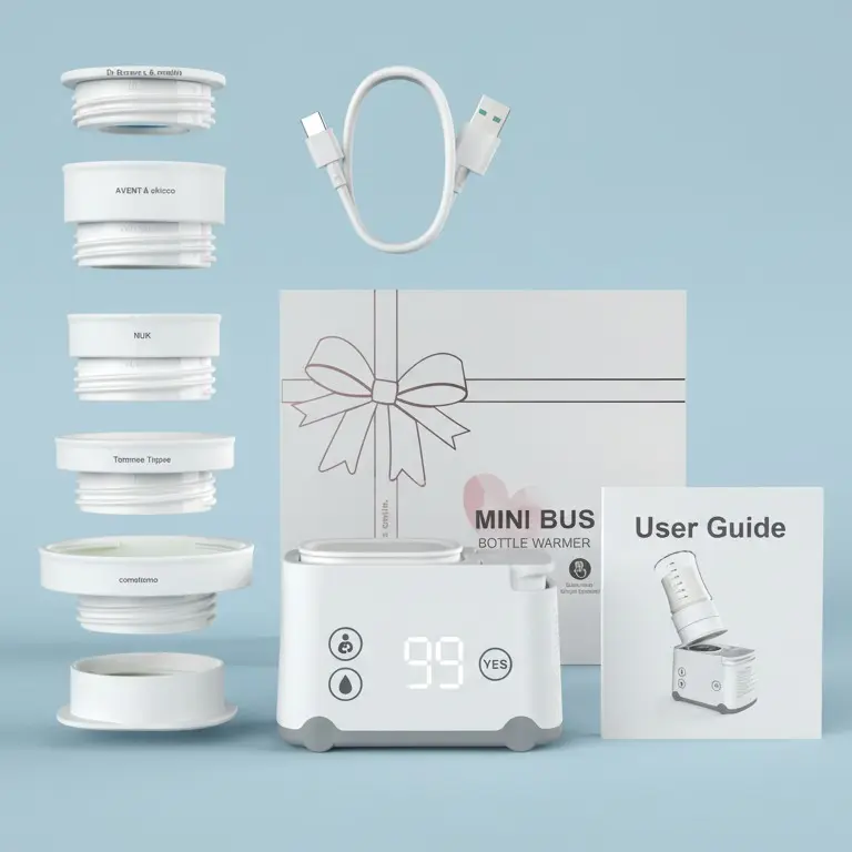 Smily Mia Portable Baby Bottle Warmer Wireless Travel Milk Heater with Adapters for Dr Brown Avent Medela & More Universal Compatibility & Long Battery Life
