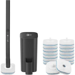 Disposable Toilet Brush, 14 Refills Toilet Bowl Cleaner Wand, Toilet Cleaner Brush Toilet Cleaning System Toilet Brush and Holder Set for Bathroom Cleaning (Black)