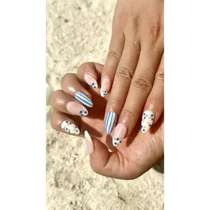 Vosplends 10pcs Acrylic Press On Nails Handmade Y2K Blueberry Almond Nails for Spring Summer #almondnails #y2knails #handmadenails #pressonnails #summernails #bluenails #blueberrynails