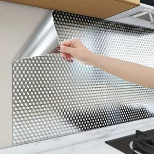 High-Temperature Aluminum Kitchen Decorative Sticker, Adhesive Stickers, Waterproof Oil-Proof, Suitable for Back Panels & Drawer Liners, Durable Easy Clean