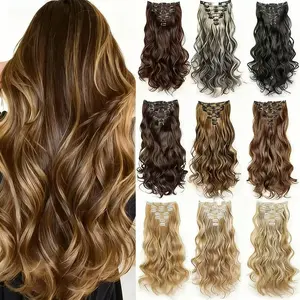 18Inch Hair Extensions Clip In, Synthetic Long Kinky Curly Clip in Hair Extension, Natural Hairpieces for Women And Girls,7Pcs 16Clips