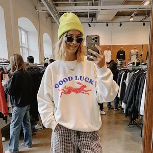 Good Luck Sweathirt, Lucky Rabbit Sweater, Easy Tiger, Cool Women's Sweatshirt, Aesthetic Sweaters, Cool Girl Sweaters, Retro Western Style