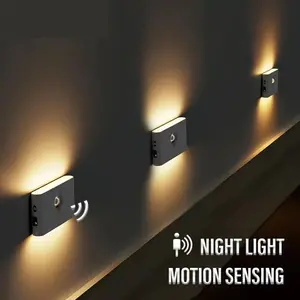 2/4pack modern induction+touch dual control LED light USB charging 300mAh warm light mini circular induction light suitable for bedrooms, living rooms, corridors, stairs, kitchen decoration, night light
