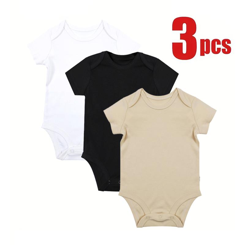 3-Pack Unisex Baby Bodysuits: Ultra-Soft All-Season Crawling Outfits (Multi-Color) Comfy 100% Cotton Short-Sleeve One-Pieces with Easy Diaper Snap Buttons – Machine-Washable, Budget-Friendly 3-Set, Perfect Gift for New Parents & Baby Showers