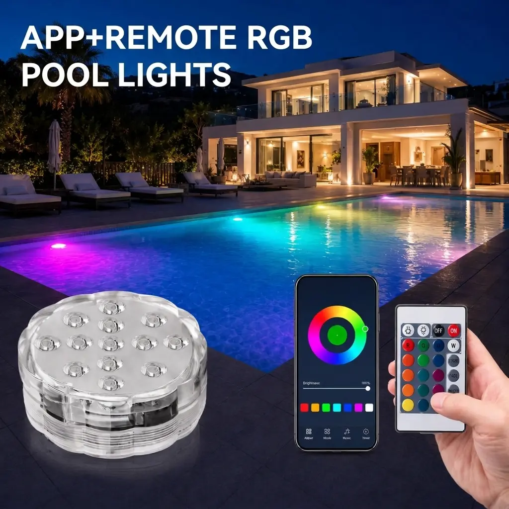Underwater Pool Light, 4 Pack LED Submersible Lights with Smart App & Remote Control, 16 Color Changing IP68 Waterproof Decorative Lights for Pool, Fish Tank, Vase, Party and Wedding Decor
