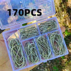 170-Piece Fly Fishing Hook Set, Sea Hooks, Bait Holders, Worm Hooks, Accessories for Carp Fishing, Essential Fishing Gear