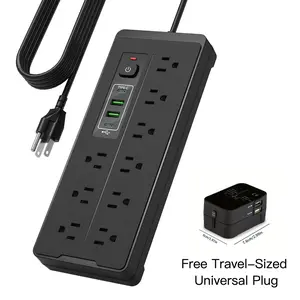 Home & Travel Power Combo, Compact All-in-One Style, Multi-Outlet Strip + International Plug Adapter, for Daily Use & World Trip