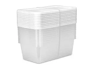 Set of 10 Clear 6 Quart Plastic Storage Boxes with White Snap-On Lids