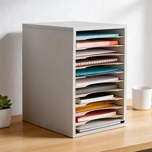 Vertical Desktop Organizer Rack with 11 Slots, Mail Sorting Stand, PVC Paper Classification Shelf, Adjustable Layers, Home Office Storage