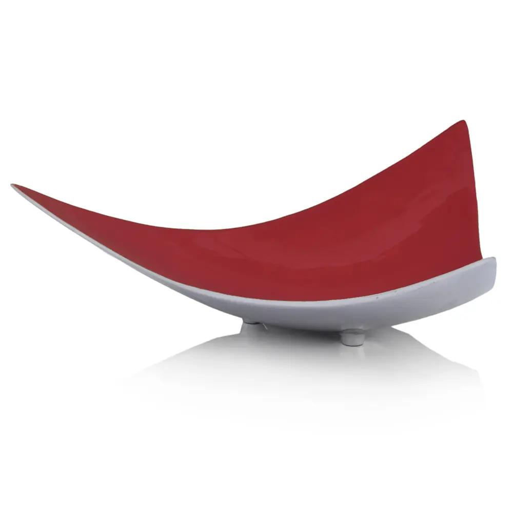 HomeRoots 354585 14 x 14 x 4 in. Buffed & Poppy Red Trigon Tray - Poppy Red