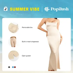 Popilush The Shapewear Dress Slip Shine Maxi Dresses Casual Womenswear Clothing Party