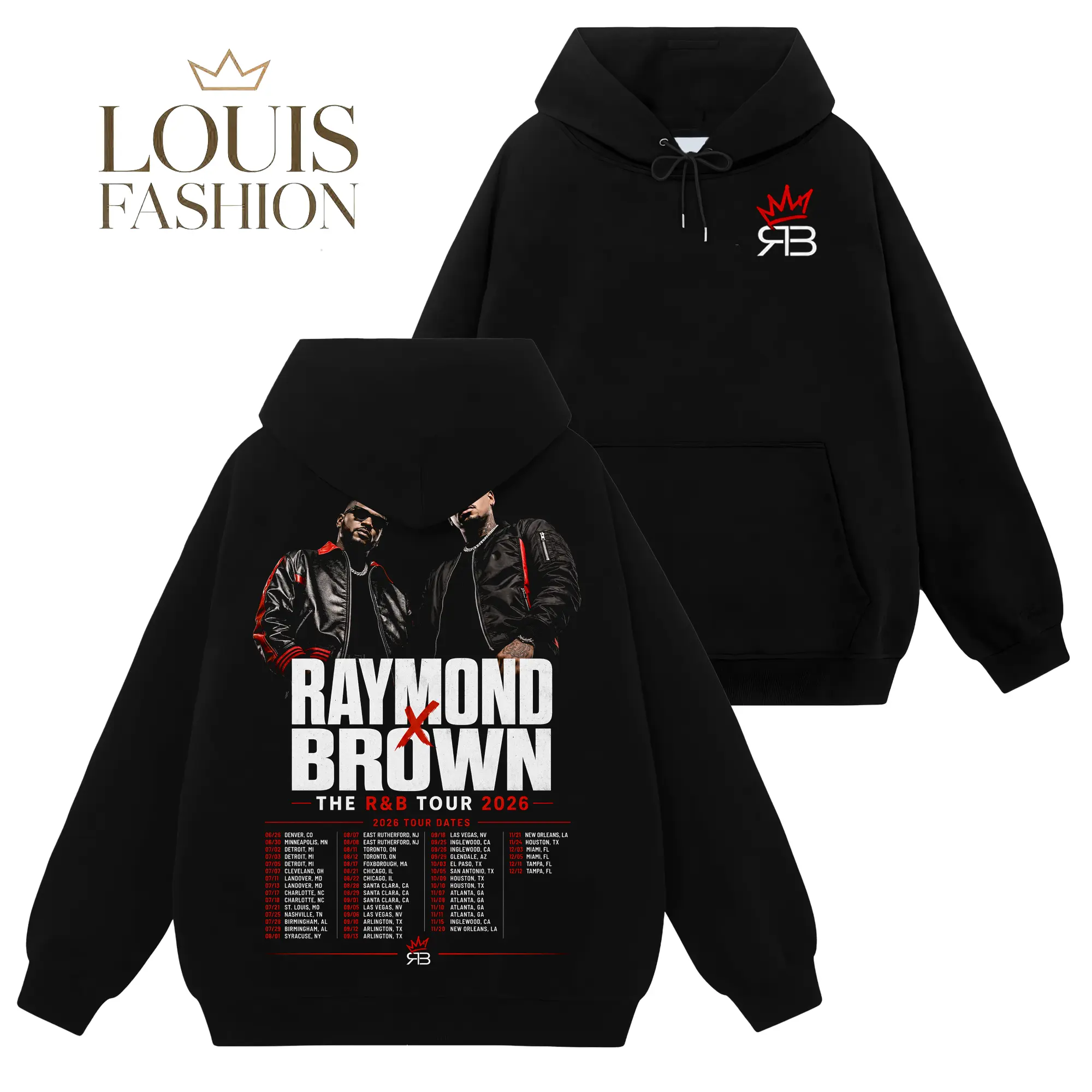 [Louis Fashion] The R&B Raymond & Brown Tour 2026 Graphic Tee #17, R&B Music Premium Cotton Concert Shirt Sweatshirt Hoodie, Hip Hop Soul Streetwear, Gift for R&B Fans, Vintage Music