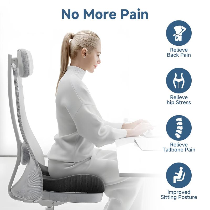 Benazcap Non-Slip Gel Seat Cushion for Office Chair, Ergonomic Gel & Memory Foam Coccyx Pillow for Sciatica & Back Relief, Ideal Gift for Family & Friends