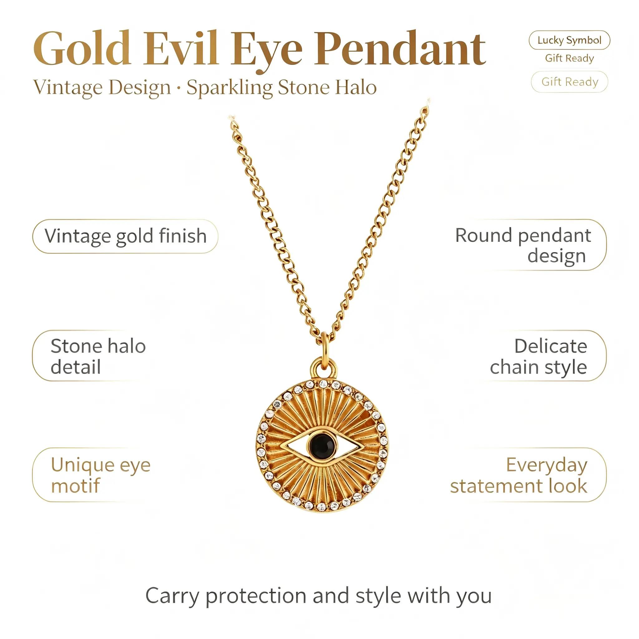 Minimalist Black Evil Eye Stainless Steel Necklace - Fake Eyeball, Sculpted Eye Pendant, Chain Jewelry Accessory for Fashion Costume Jewelry Enthusiasts, Evil Eye Aesthetic, Fake Eyeball Necklaces