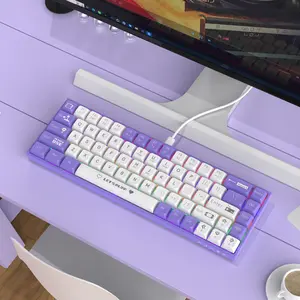 AJAZZ AK680 wired mechanical keyboard new tea switch portable dual-color key cap full-key hot-swappable 68-key small configuration e-sports gaming keyboard mixed color DIY support multi-system suitable for games and office practical