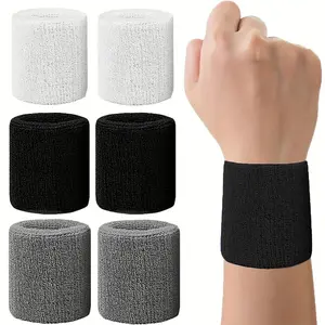 6 Pack High Elastic Sweatbands in Breathable Fabric, 6 Vibrant Colors for Sports and Gym, Men's Stylish Accessories with Moisture-Wicking Design, Wristband