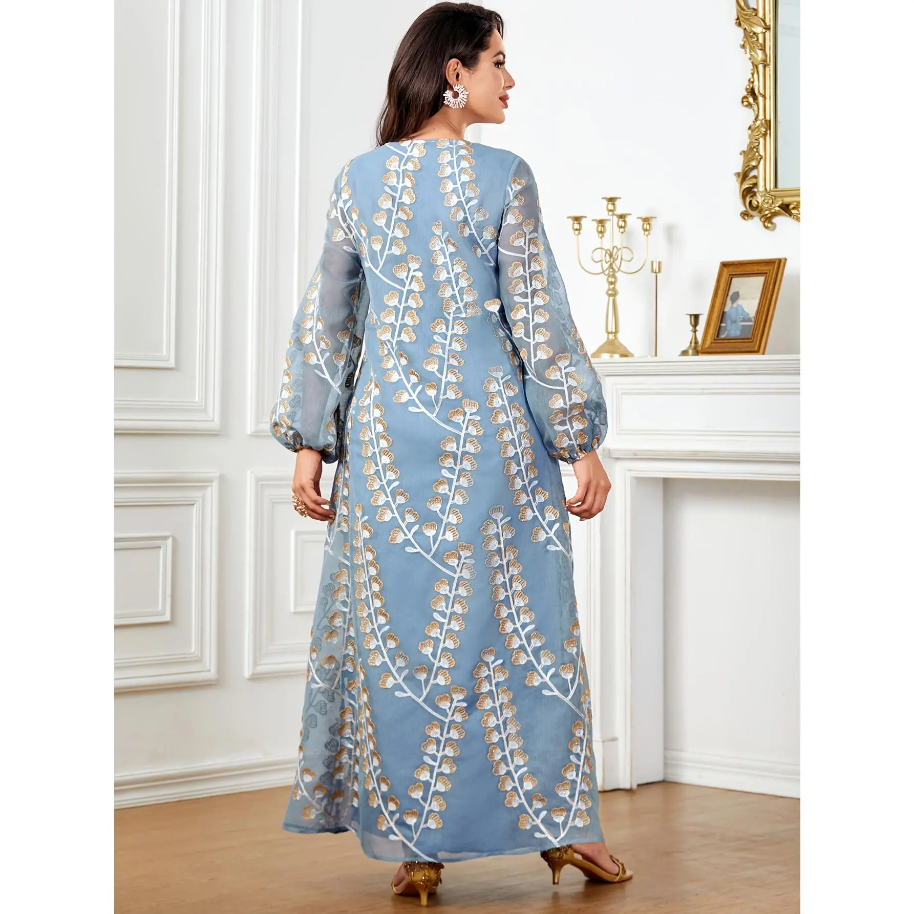 chinese dress ladies Loose Batwing Long Sleeve Abaya Dress for Arab Dubai Turkey Middle