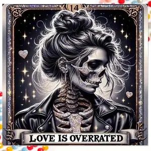 5D DIY Full Diamond Round Diamond Painting - Diamond Art Painting Kit Skull, Back View, Jacket. Mosaic, Canvas - DIY Decorative Painting, Home Wall Decor, Suitable for Halloween and Christmas, Birthday and Anniversary Gifts.