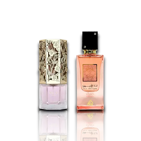 Lattafa Ana Abiyedh Coral + Raneen Multi-Pack Eau De Parfum, 3.4 oz (100 ml) Alcohol-Based Fragrance Set with Fruity, Aquatic, Sweet, Ozonic, Floral Notes