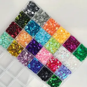 1 Box 24-Grid Mixed Color Sequins Set, Includes Storage Box, Perfect for Sewing, DIY Crafts & Holiday Decorations