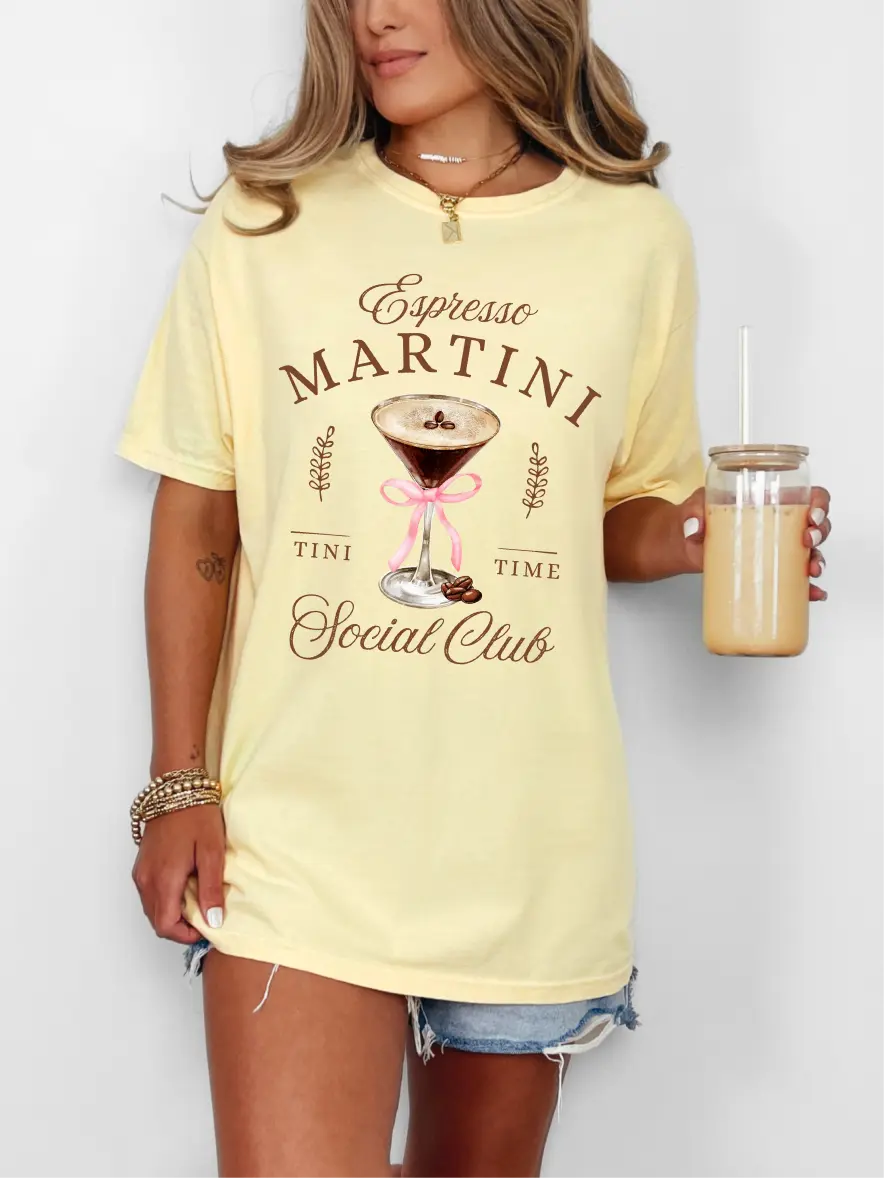 Espresso Martini Social Club ~ Unisex Short Sleeve CC Garment Dyed T-Shirt Printed in the USA