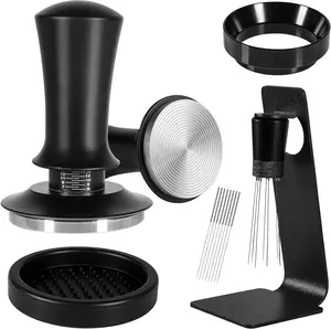 Espresso Accessories Kit 51mm, Coffee Tamper with Spring Loaded Calibration, WDT Tool and Dosing Funnel Set Fits Espresso Machine Press and 51mm Portafilters