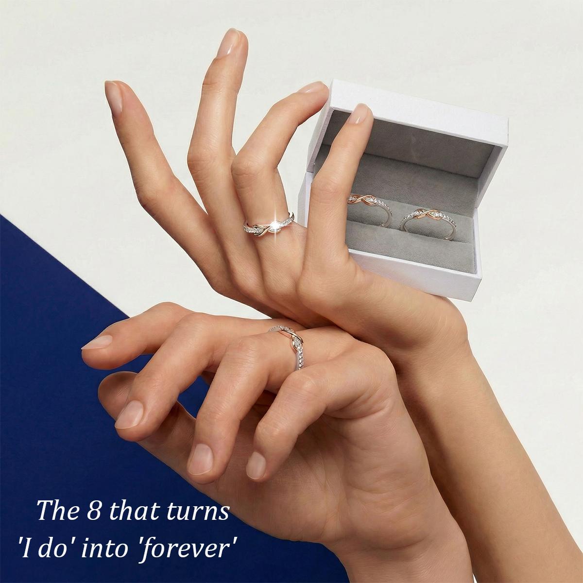 Pink Infinity Best Friend Ring Set White Gold Plated Adjustable Pinky Promise Friendship Rings Colorfast Comfort Fit