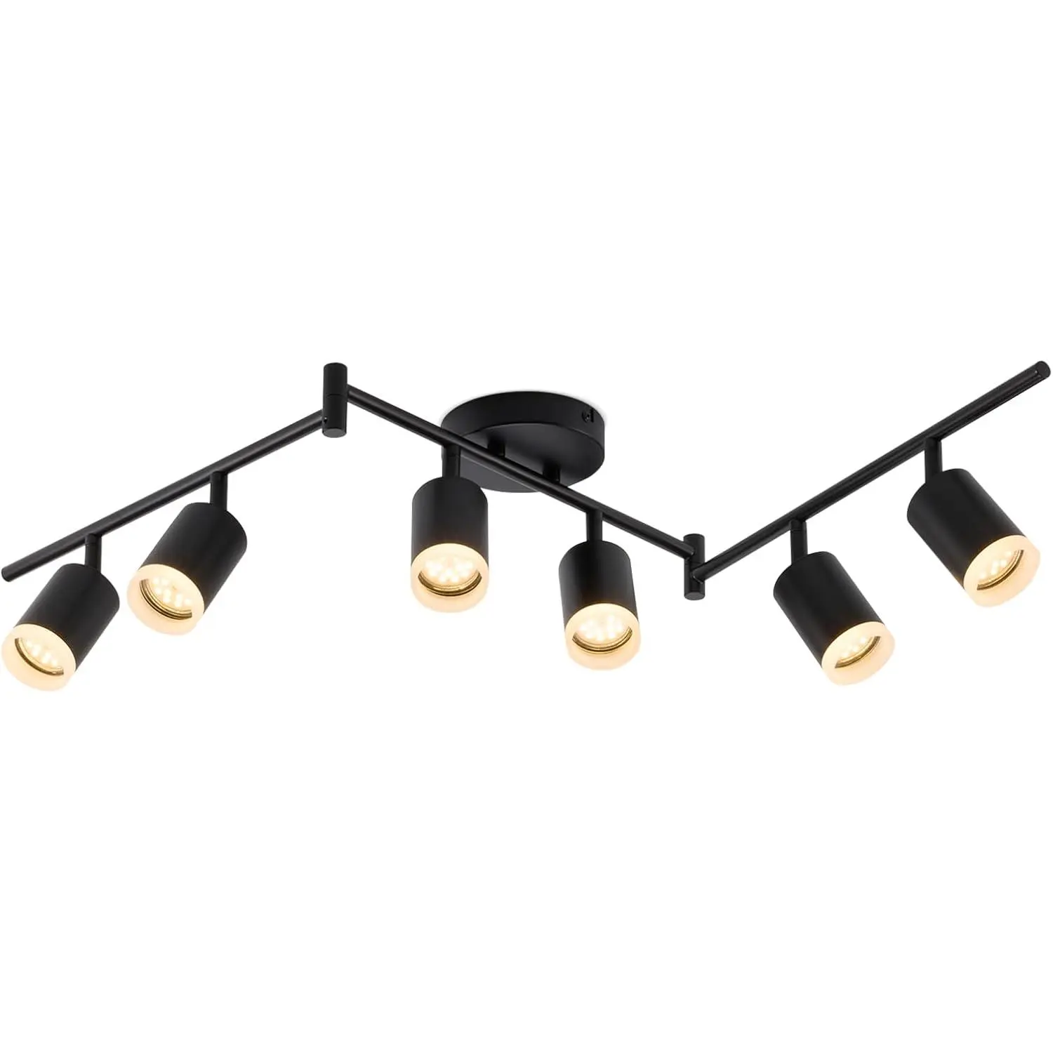 6 Light Black Kitchen Track Lighting Fixtures Ceiling Adjustable Head