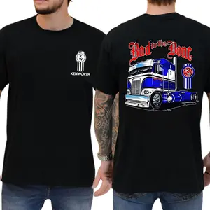 Kenworth Bad to the Bone Shirt – 2-Sided Big Rig Graphic Tee for American Truckers, Patriotic USA Diesel Truck T-Shirt, Summer Cotton Outfit for Men