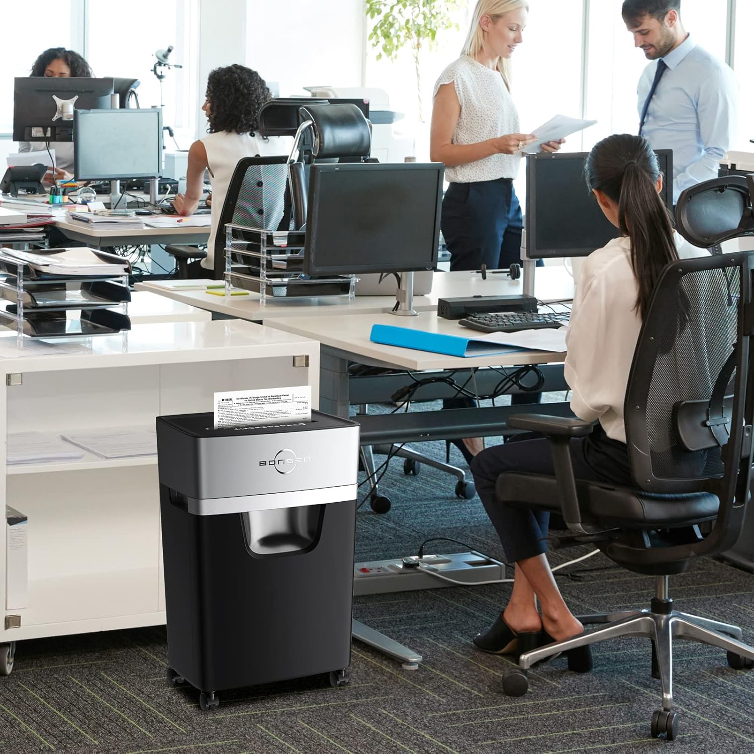 BONSEN 16-Sheet Heavy Duty Paper Shredder for Office, 60-Minute Running Time Cross-Cut CD Shredder with 60dB Low-Noise, 5.3-Gallon Pull Out Bin, Anti-Jam & Quiet Shredder for Home Office (S3102) Fathersdaygift Mechanical