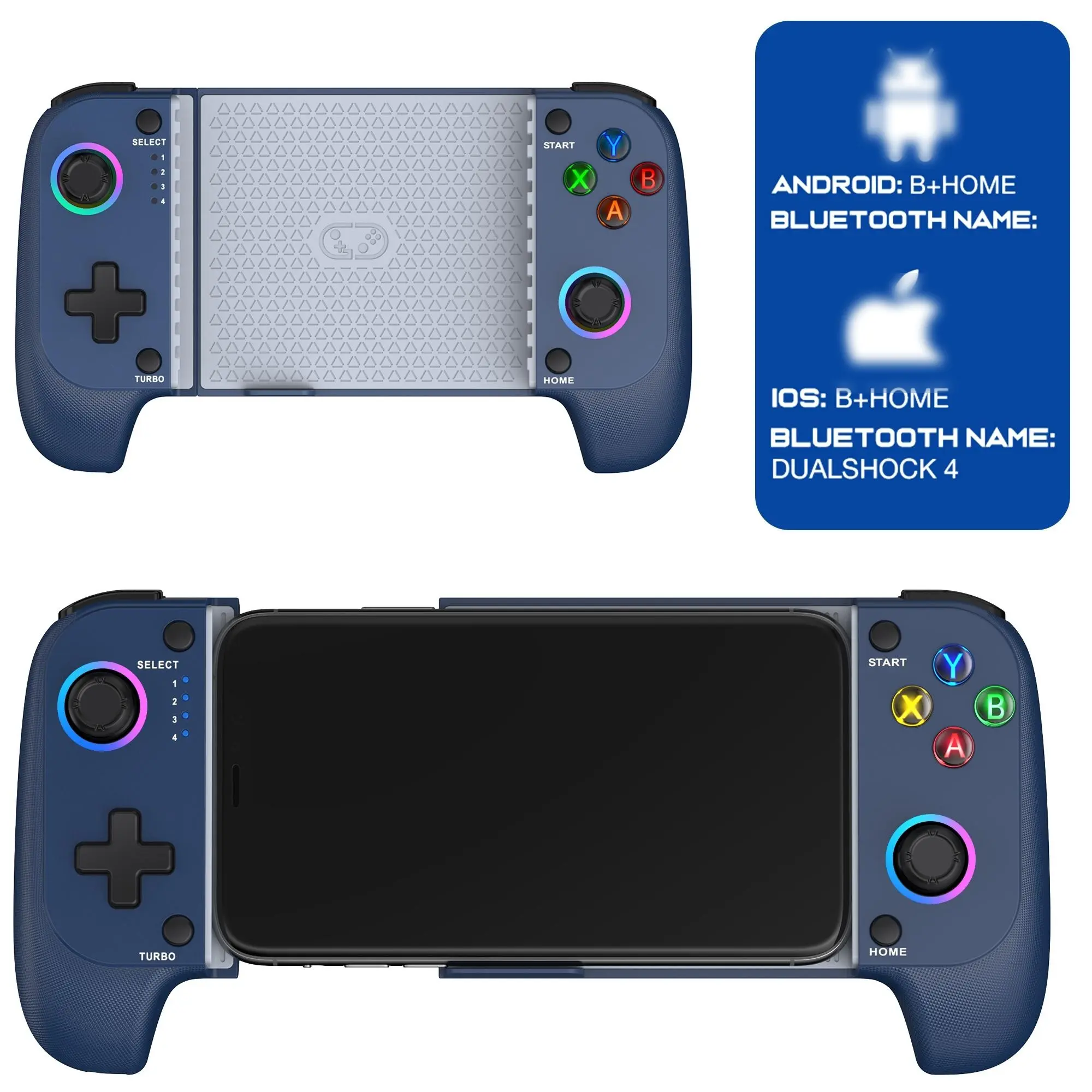 Wireless Bluetooth Handheld Mobile Gaming Controller (MC102) for iPhone/Android - Hall Effect Joystick, Adjustable Phone Case Pad, Rubber-Enhanced Grip, Turbo Modes, Dual Vibration, Wide Game Compatibility, with Batteries, Gaming Items for Gamer Friends