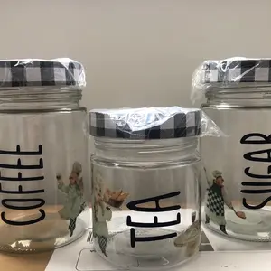 Glass Storage Containers Set with Lids, Canister Set for Kitchen Coffee Tea Sugar Container Counter Farmhouse Home Kitchen Décor