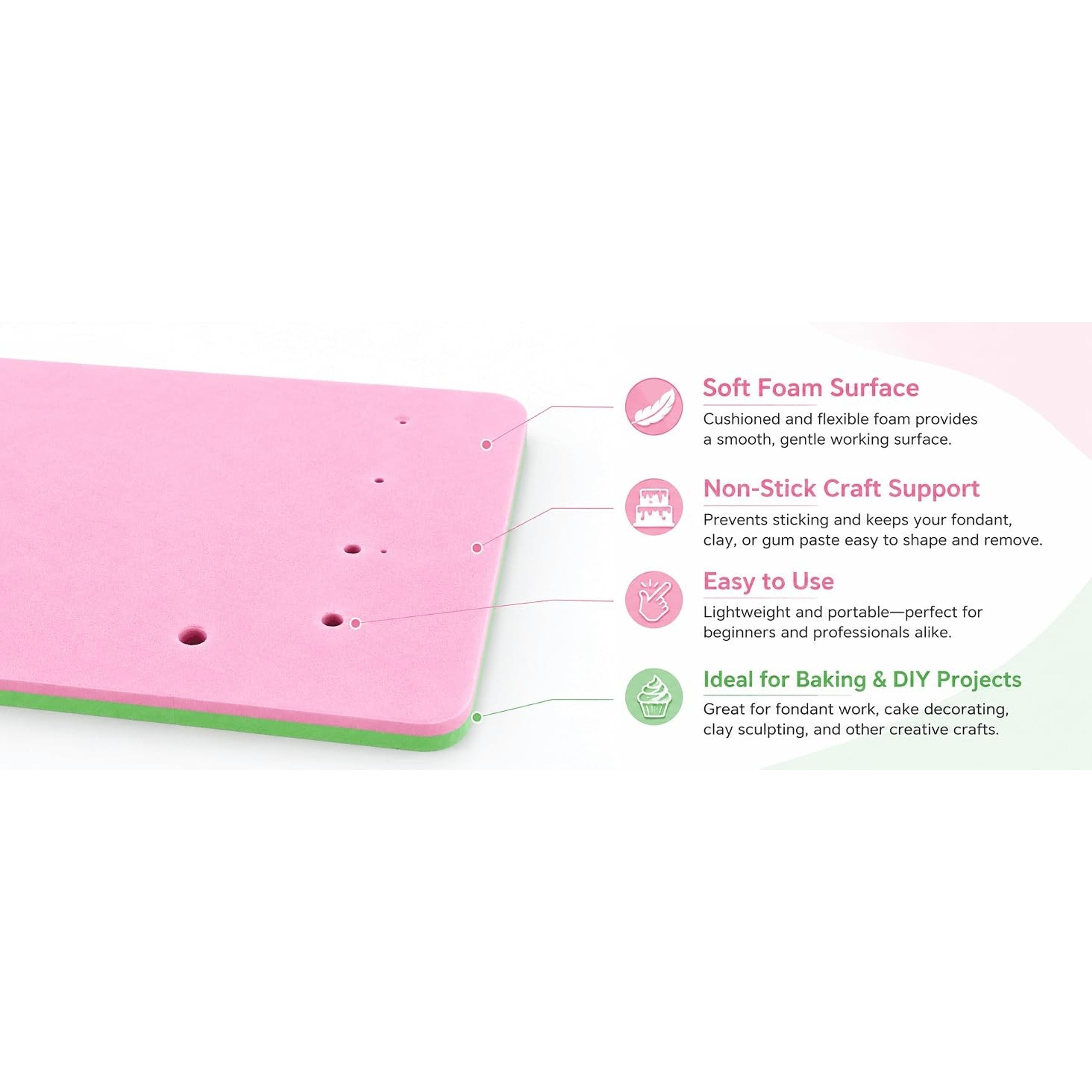 Fondant Foam Pad with 5 Holes Silicone Mat for Cake Decorating Rolling Pin & Clay Tools Perfect for Fondant Gum and Air Dry Clay Crafts Fondant Foam Pad with 5 Holes Silicone Mat for Cake Decorating Rolling Pin & Clay Tools Perfect for Fondant Gum and Air Dry Clay Crafts