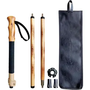Trekking Poles- 1-pc Pack - Adjustable Hiking or Walking Stick -,  Beech  - Quick Adjust Flip-Lock - Beech  Grip, Leather Strap