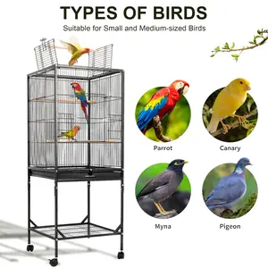 45 & 52 Inch Luxury Large Bird Cage with Spacious Flying Space & Multiple Perches for Parrots Cockatiels Sun Conures Finches Indoor Outdoor Use Parakeet Cages Durable Iron Cage