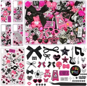 1740 count Junk Case Charms Kit-Junk Phone Case,Letter Beads,Kawaii  Accessories Flatback Beads,,Love,Rhinestones,Candy Bow Charms,DIY Crafts, Bling Glitter Beads, Heart Charm Decor