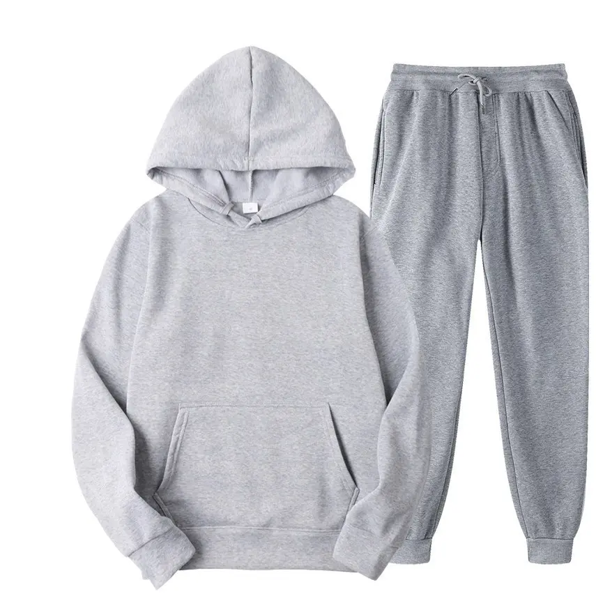 Men's and Women's Solid Color Suit Hooded Sweater Suit Trendy Casual Sports Two-piece Suit