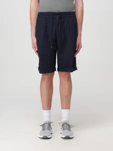 BRUNELLO CUCINELLI MEN'S NAVY LINEN BLEND TAILORED SHORTS